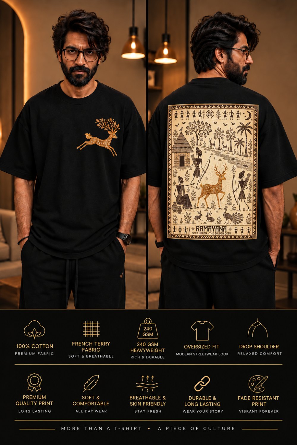 Color: Black — fabric and fit specification
