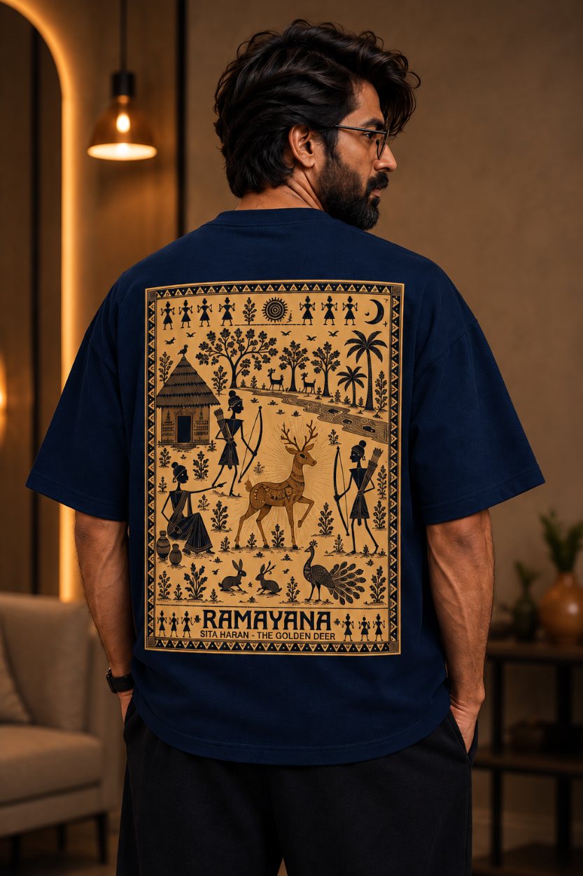 Color: PearlBlue — back print, the complete Golden Deer plate