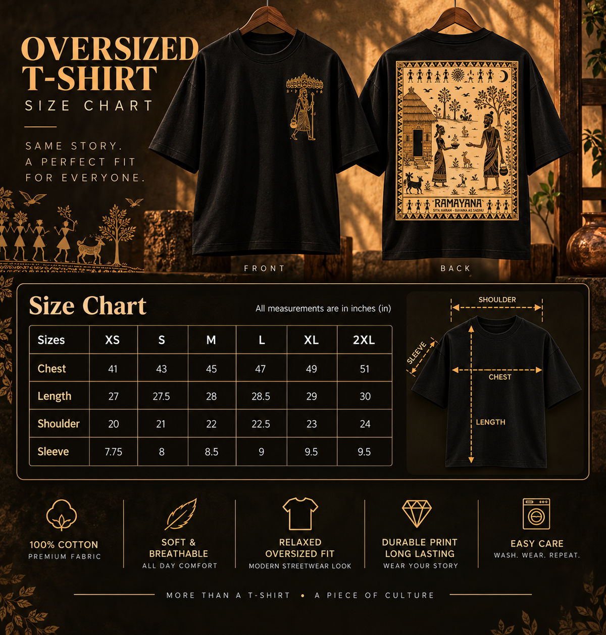 Color: Black — size chart